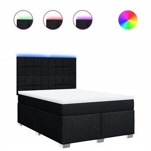 vidaXL Sommier à lattes de lit avec matelas Noir 140x190 cm Tissu
