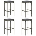 vidaXL Ensemble de bar de jardin 5 Pièces et coussins Résine tressée Gris