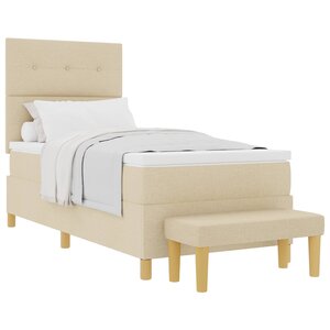 vidaXL Lit à ressorts avec matelas Crème 90 x 200 cm tissu