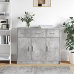 vidaXL Buffet gris béton 91x28x75 cm bois d'ingénierie