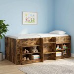 vidaXL Cadre de Lit Élevé pour Enfants 2 Pièces Chêne fumé 90 x 190 cm