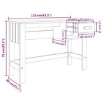 vidaXL Bureau HAMAR Gris foncé 110x40x75 cm Bois massif de pin