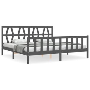 vidaXL Cadre de lit sans matelas gris 200x200 cm bois massif de pin