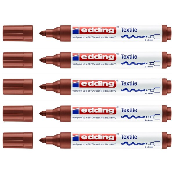 Marqueur pour Textiles 4500 Marron Pointe Moyenne 2-3 mm x 5 EDDING
