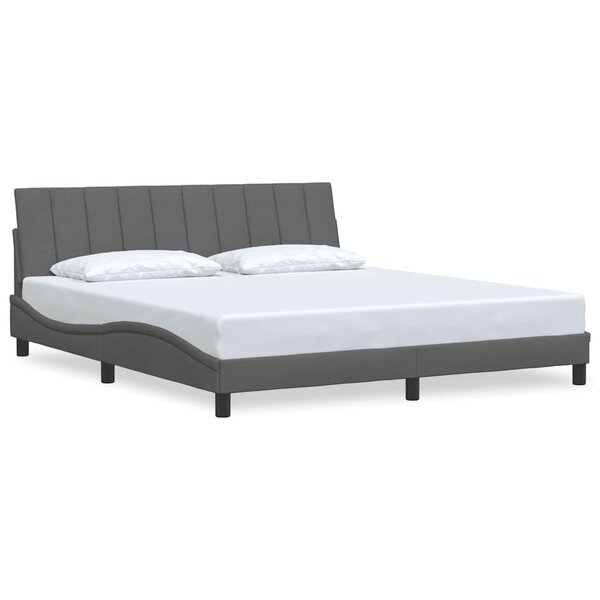 vidaXL Cadre de lit sans matelas Hanko gris foncé 180x200 cm tissu
