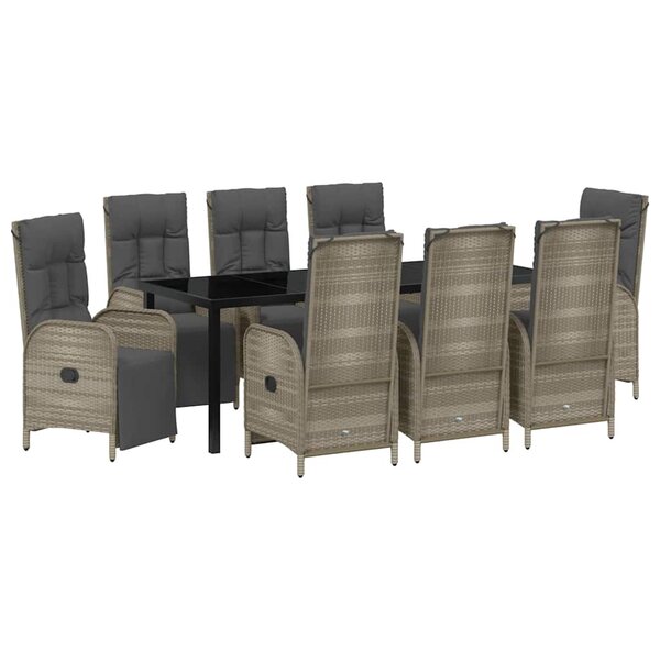 vidaXL Ensemble de salle à manger pour jardin 9 Pièces Gris polyrotin