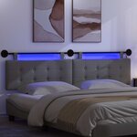 vidaXL Tête de lit suspendue Avec lumière LED Gris foncé Tissu