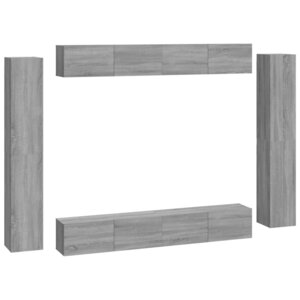 vidaXL Ensemble de meubles TV 8 Pièces Sonoma gris Bois d'ingénierie