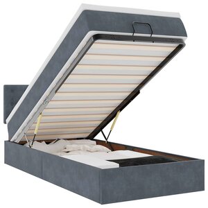 vidaXL Cadre de lit ottoman avec matelas gris foncé 80x200 cm velours