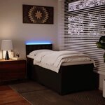 vidaXL Sommier à lattes de lit avec matelas Noir 90x190 cm Similicuir