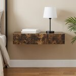 vidaXL Table d'appoint murale Chêne fumé 87 5 x 34 5 x 17 cm