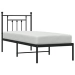 vidaXL Cadre de lit métal avec tête de lit noir 75x190 cm