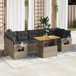 vidaXL Salon de jardin 8 Pièces avec coussins gris résine tressée