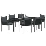 vidaXL Ensemble de salle à manger pour jardin 7 Pièces Noir Poly rotin