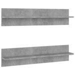 vidaXL Étagères murales 2 Pièces Gris béton 80x11 5x18 cm Aggloméré