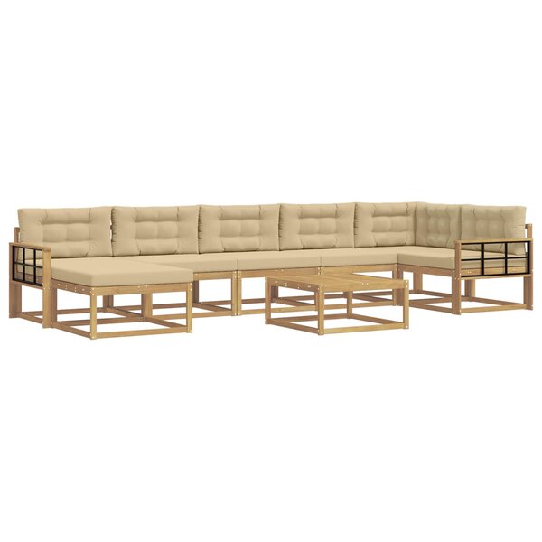 vidaXL Ensemble de canapés d'extérieur 8 Pièces Blanc et Beige
