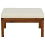 vidaXL Repose-pied avec coussin blanc crème Bois d'acacia massif