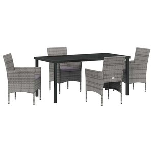 vidaXL Ensemble de salle à manger pour jardin 5 Pièces Gris polyrotin