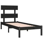 Vidaxl cadre de lit noir bois massif 75x190 cm petit simple