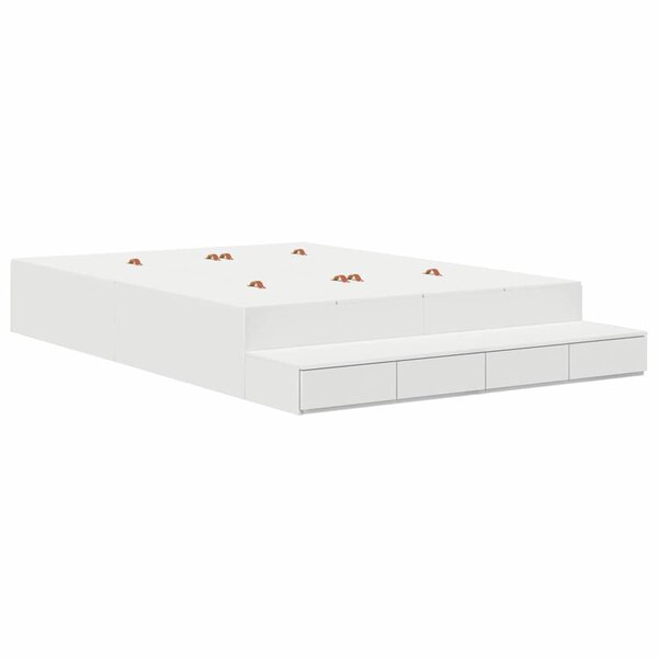 vidaXL Cadre de lit avec rangement Blanc 140 cm Bois d'ingénierie