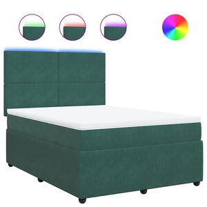 vidaXL Sommier à lattes de lit et matelas Vert foncé 140x200cm Velours