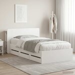 vidaXL Cadre de lit avec rangement Blanc 75 x 190 cm Bois d'ingénierie