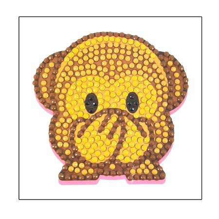 Crystal Art Kit sticker à diamanter 9 x 9 cm - Emoticône singe
