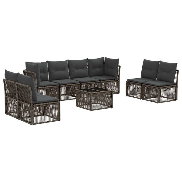vidaXL Ensemble de canapé de jardin 9 Pièces Gris polyrotin