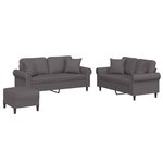 vidaXL Ensemble de canapés 3 Pièces avec coussins gris similicuir