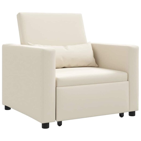 vidaXL Canapé Lit Simple Blanc crème 90 x 165 x 87 cm tissu