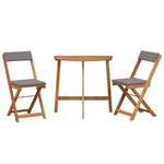 vidaXL Ensemble de Bistro Pliant de 3 Pièces avec Coussins en Bois Massif d'Acacia