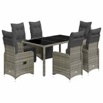 vidaXL Ensemble de bistro de jardin 7 Pièces coussins gris poly rotin