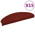 vidaXL Tapis d'escalier auto-adhésif Poinçon aiguilleté 15 Pièces Rouge
