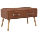 Banquette pouf tabouret meuble banc avec tiroirs 80 cm marron synthétique 3002131