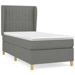 vidaXL Sommier à lattes de lit avec matelas Gris foncé 90x200 cm Tissu