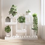 vidaXL Support à plantes Blanc 104 5x25x77 5 cm Bois massif de pin