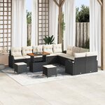 vidaXL Ensemble de canapé de jardin 13 Pièces Noir  Crème 90 x 55 x 71 cm