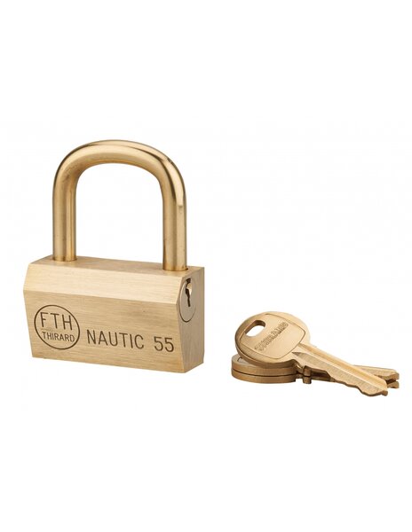 THIRARD - Cadenas à clé Nautic  laiton  extérieur  anse laiton  55mm  3 clés - THIRARD