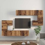 vidaXL Unites TV Montage mural 4 Pièces Bois Ancien Bois d'ingénierie