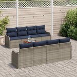 vidaXL Ensemble de canapé de jardin 9 Pièces Gris Poly rotin