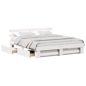 vidaXL Cadre de lit avec tête de lit Blanc 200 x 200 cm Pin massif