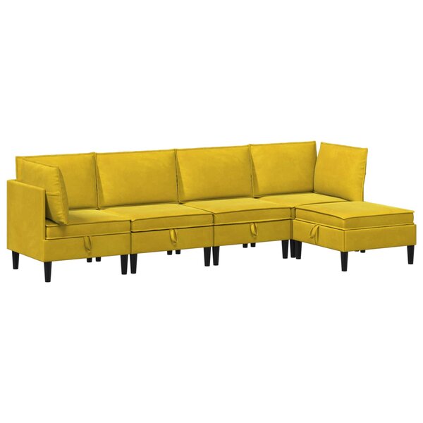 vidaXL Ensemble de meubles pour le salon 5 pc Jaune Velours