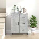 vidaXL Buffet Gris béton 69 5x34x90 cm Bois d'ingénierie