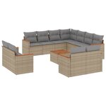 vidaXL Salon de jardin avec coussins 12 Pièces beige résine tressée