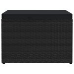 vidaXL Tabouret de jardin avec coussin Noir Résine tressée