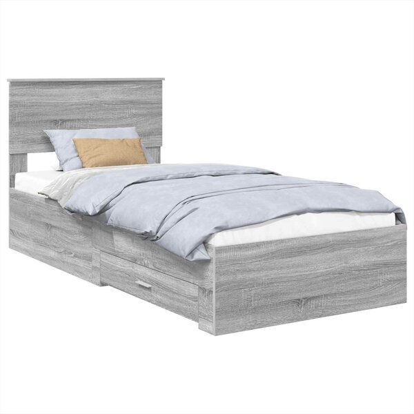 vidaXL Cadre de lit Gris Sonoma 90 x 190 cm Bois d'ingénierie