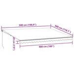 vidaXL Auvent manuel rétractable bordeaux 500x300 cm