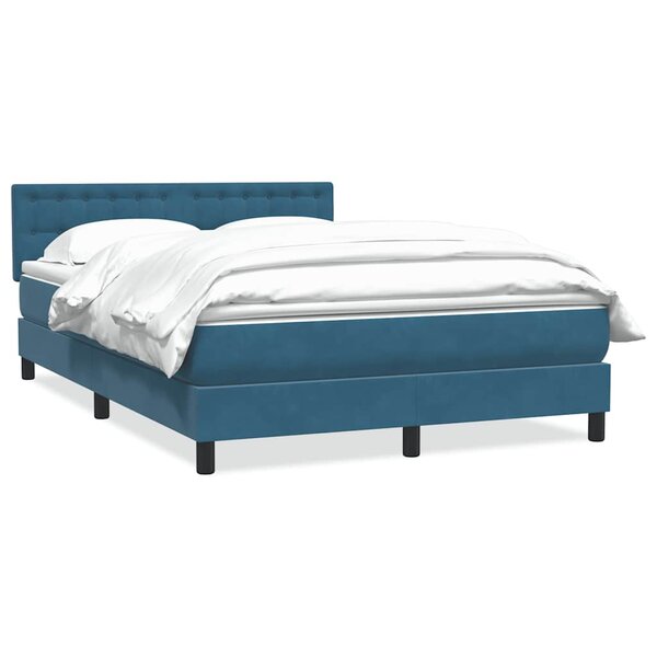 vidaXL Sommier à lattes de lit et matelas bleu foncé 160x210cm velours