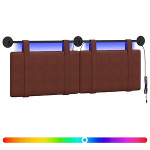 vidaXL Tête de lit suspendue Avec lumière LED Brun Brillant PU antique