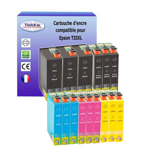 15 Cartouches Compatibles pour Epson T3351 / T3361 / T3362 / T3363 / T3364 (33XL)- T3AZUR